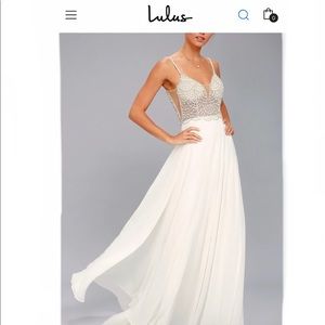 True Love White Beaded Rhinestone Maxi Dress